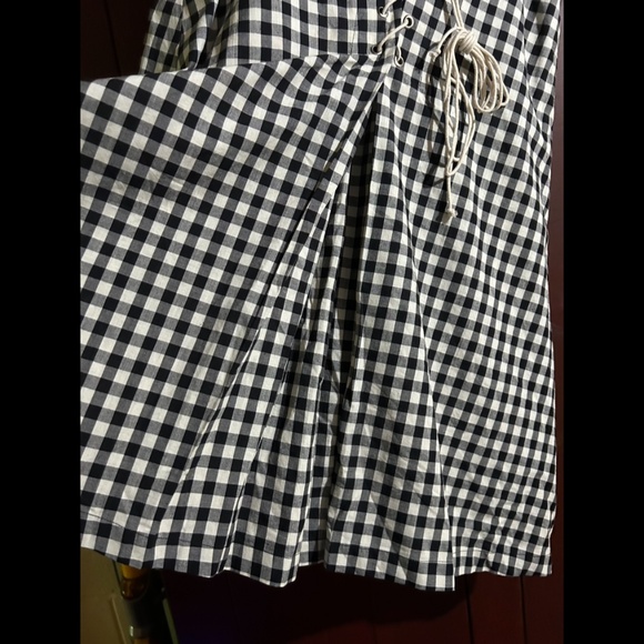 NWOT Eva Franco x Anthropologie Gingham Lace-Up Midi Skirt Black, White Size M - Picture 9 of 16